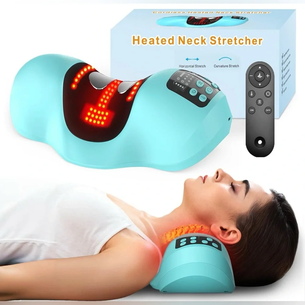 Wireless Heated Neck Stretcher & Pulse Massager, Pain Relief, Rechargeable -NWOT - Picture 1 of 13
